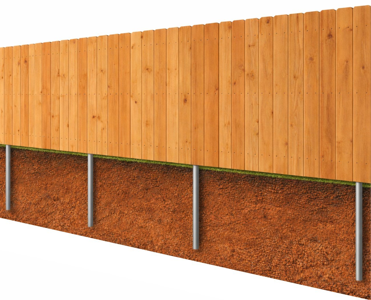 Wood Privacy Fence Installed with Steel Post